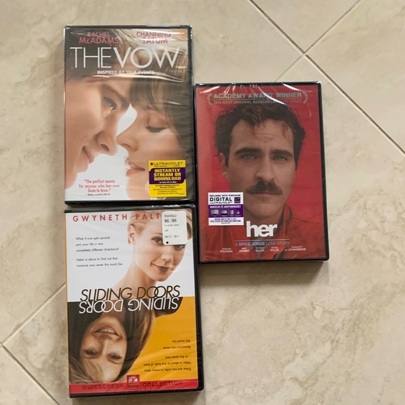 Sealed New DVDs  Her   The Vow  Sliding Doors  *3 DVDs for $15* - Picture 1 of 8